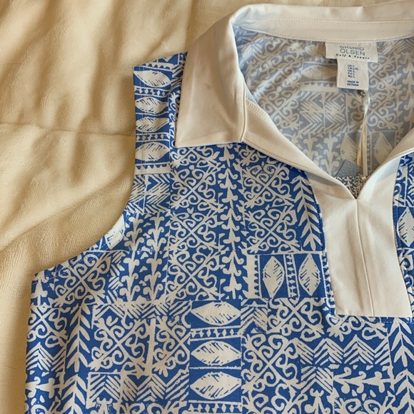 NWT Sigrid Olsen Golf Polo Womens Large Blue Tennis Collar Top Quick Dry FPS 50 - Picture 4 of 10